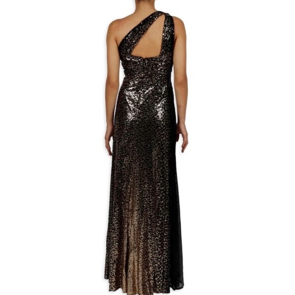 RENE RUIZ COLLECTION black gold One Shoulder Sequin Gown - Picture 4 of 6